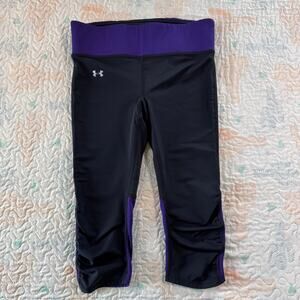 Under Armour Capri Leggings Purple Black Womens Small Workout